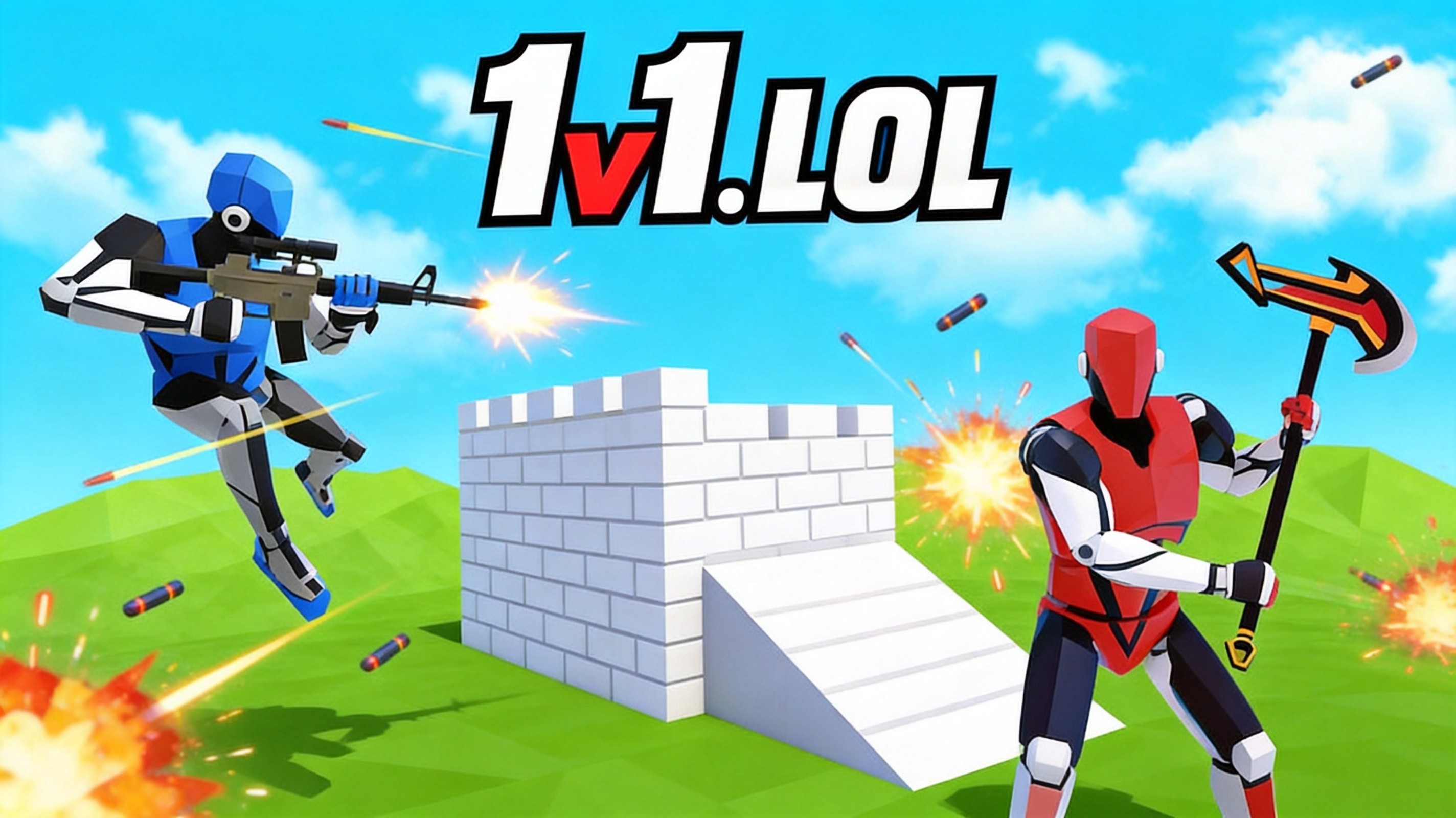 1v1.LOL building and shooting gameplay with walls and ramps