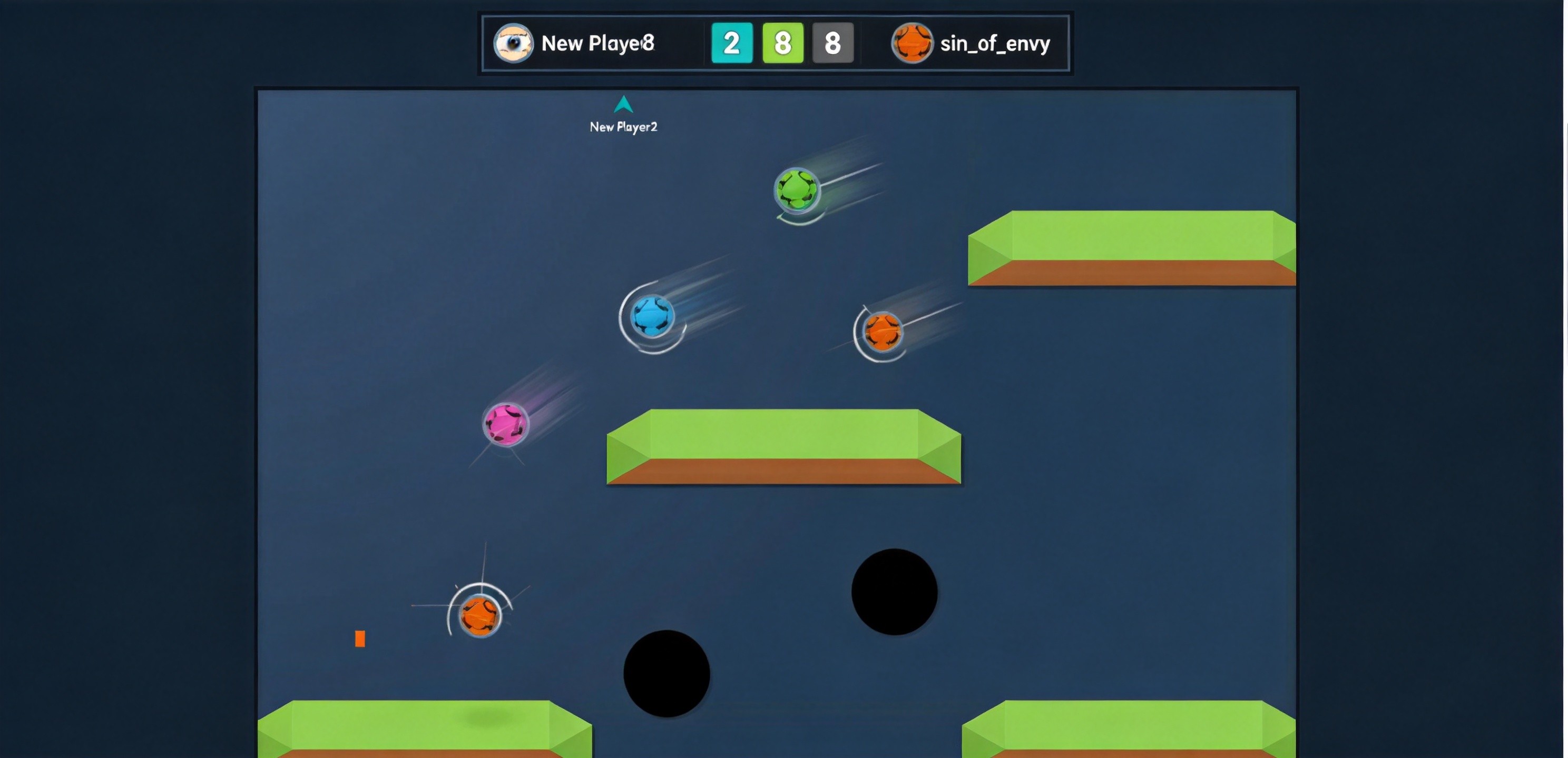 Bonk.io heavy mode collision showing balls pushing each other