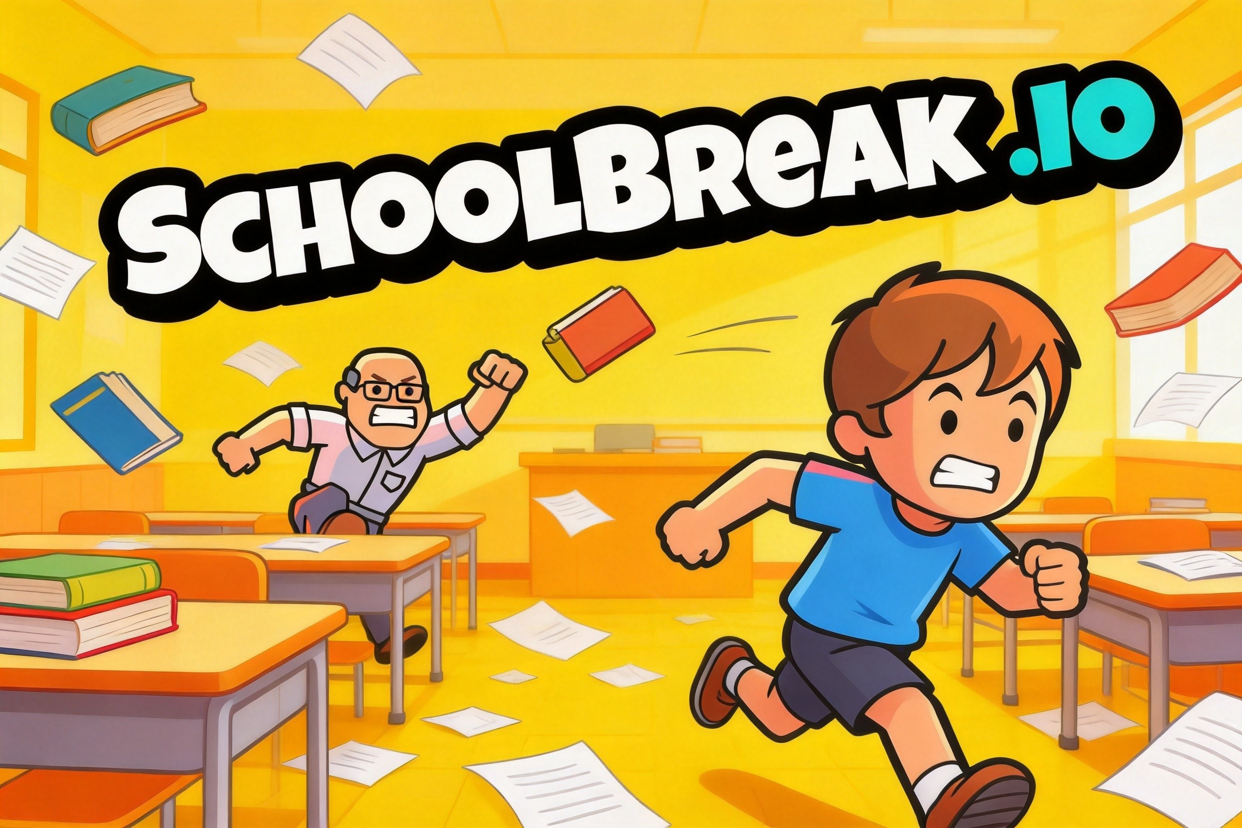 SchoolBreak.io school chaos with students causing mayhem and teachers patrolling