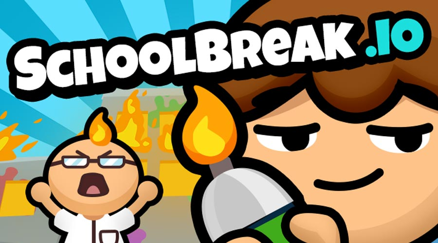 SchoolBreak.io sandbox interactions - objects scattered across school hallway