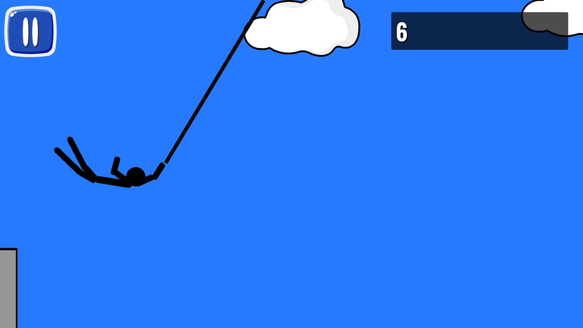 Stickman Hook physics-based grappling hook gameplay with swinging stickman